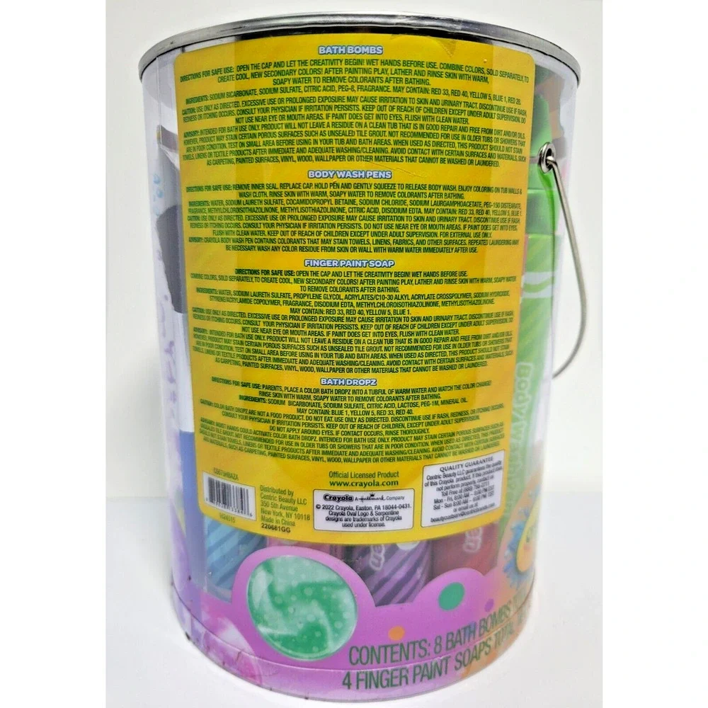 NEW Crayola Bath Activity Bucket 30 Piece Set Bath Bombs Finger Paints Wash Pens